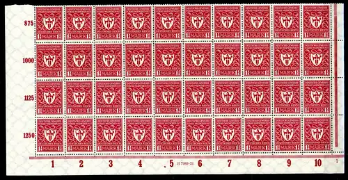 Deutsches Reich 40er Bogenteil 199 c postfrisch Infla geprüft #GG1482