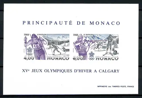 Monaco Block 38 U postfrisch ungezähnt Biathlon #IV194