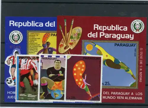 Paraguay 2532-2534, Block 215-216 postfrisch Fußball #HK860