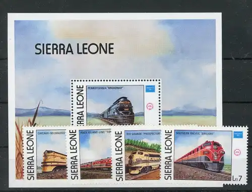 Sierra Leone 892-895, Block 46 postfrisch Eisenbahn #HK869