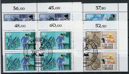 Berlin 4er Bl. Ecken mit 754-57 Handwerk Ersttagssonderstempel #HK578