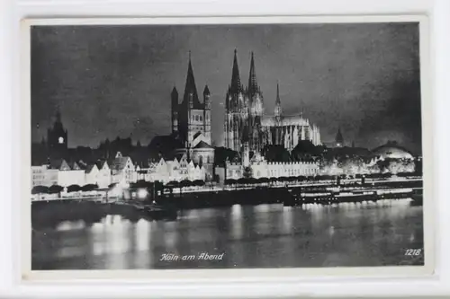 AK Köln am Rhein am Abend (Café Poscher, Salier Ring 61) #PK422