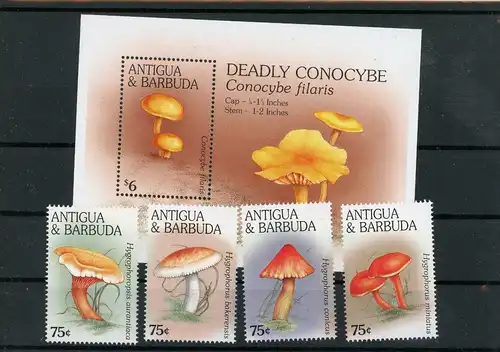 Antigua Barbuda 2324-2331, Block 338 postfrisch Pilze #HK894