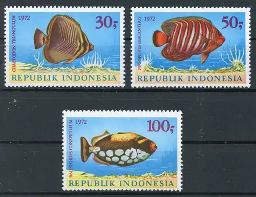 Indonesien 722-724 postfrisch Fische #JM513