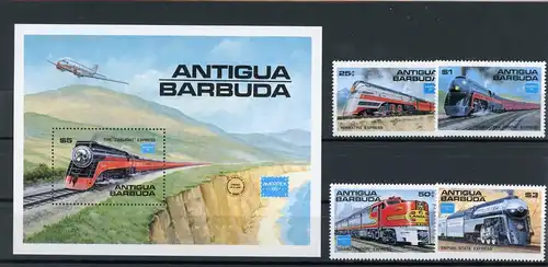 Antigua Barbuda 944-947, Block 110 postfrisch Eisenbahn #Eis 1517