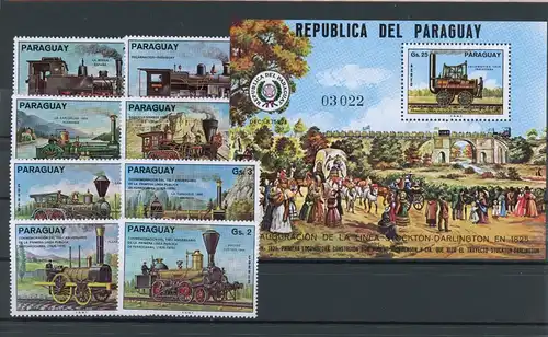 Paraguay 2774-2781, Block 271 postfrisch Eisenbahn #IY824