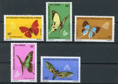 Kongo Brazza. 323-327 postfrisch Schmetterlinge #JM526