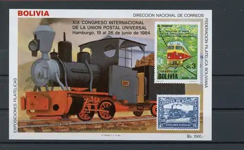 Bolivien Block 138 postfrisch Eisenbahn #IY832
