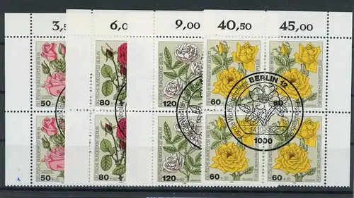 Berlin 4er Bl. Ecken mit 680-83 Blumen Ersttagssonderstempel #HK566