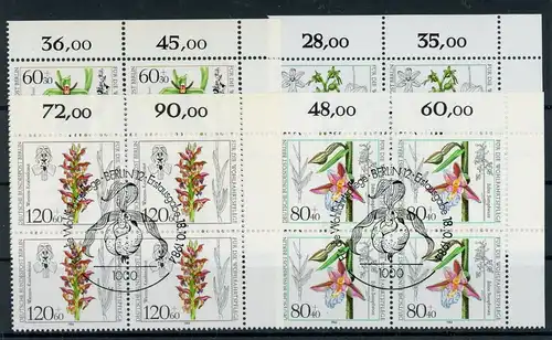 Berlin 4er Bl. Ecken mit 724-27 Blumen Ersttagssonderstempel #HK573