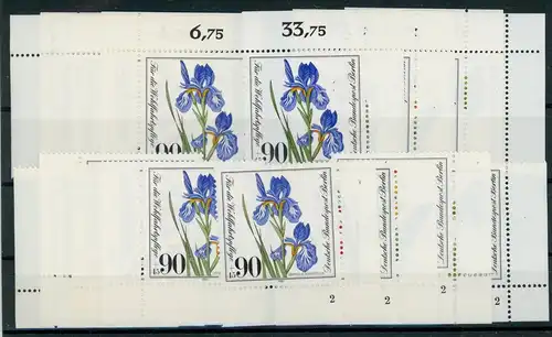 Berlin 650-53 postfrisch alle 4 Ecken, Form Nr. 2, Blumen #HK593