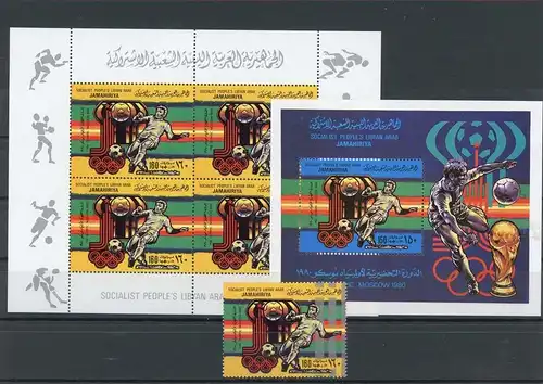 Libyen Kleinbogen 770, Block 43 postfrisch Fußball #JM553