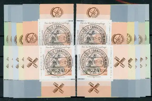 Bund 1948-1952 alle 4 Ecken, Windmühlen Ersttagssonderstempel #HK586