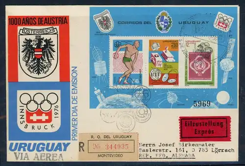 Uruguay Block 30 Express Ersttagesbrief/FDC #JM554