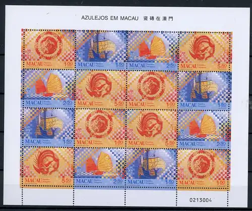 Macau Kleinbogen 997-1000 postfrisch Tiere #JE616