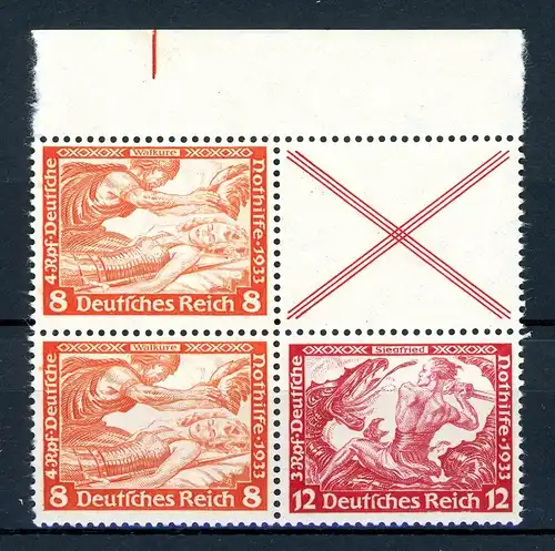 Deutsches Reich Zusammendrucke W 53 + W 57 ** Falz im Oberrand #JM024
