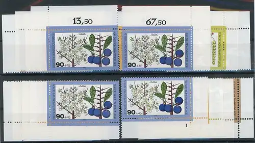 Berlin 607-610 postfrisch alle 4 Ecken, Blumen #HK536