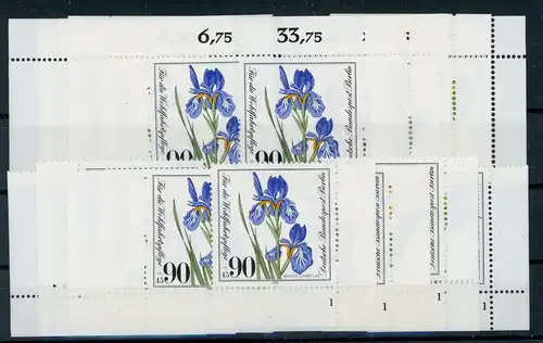 Berlin 650-53 postfrisch alle 4 Ecken, Form Nr. 1, Blumen #HK592