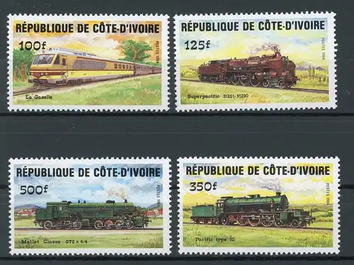 Elfenbeinküste 826-829 postfrisch Eisenbahn #IY831