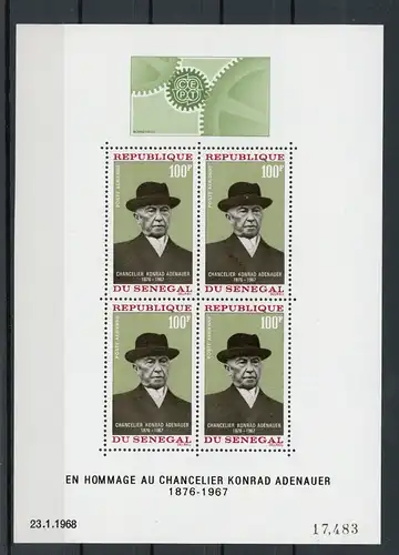 Senegal Block 4 postfrisch Konrad Adenauer #JM563