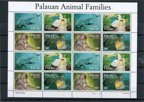 Palau Inseln ZD Bogen 606-609 postfrisch Tiere #JM566