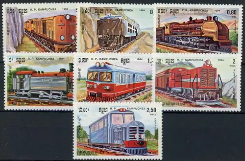 Kambodscha 584-590 postfrisch Eisenbahn #IX249
