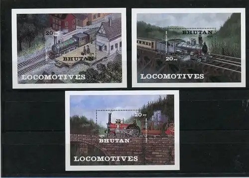 Bhutan Block 107-109 postfrisch Eisenbahn #IX239