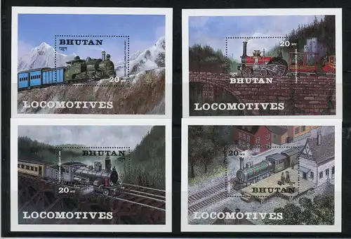 Bhutan Block 106-109 postfrisch Eisenbahn #IX238