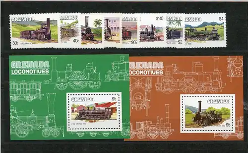 Grenada 1325-1332, Block 132-133 postfrisch Eisenbahn #IX264