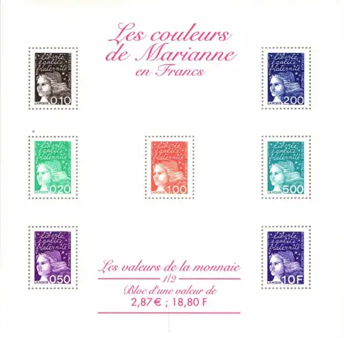 Frankreich 3233-3237, 3242, 3244 postfrisch als Kleinbogen #WI011