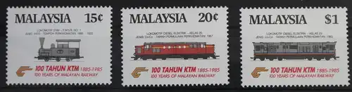 Malaysia 304-306 postfrisch Eisenbahn Lokomotive #WF220