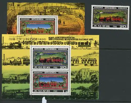 Nordkorea Klb. 2065-2066, Block 86 postfrisch Eisenbahn #IX255