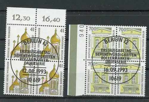 Bund 4er Block mit 1687 + 1691 Berlin Ersttagssonderstempel #GK424