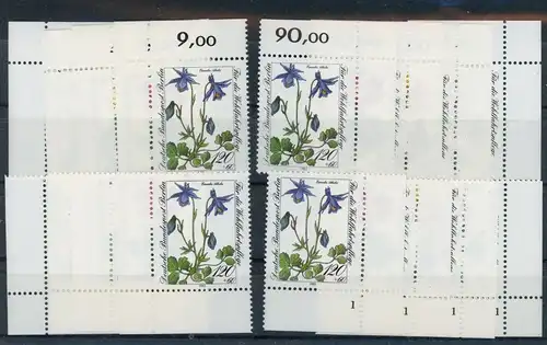 Berlin 703-06 postfrisch alle 4 Ecken, Form Nr. 1, Blumen #HK602