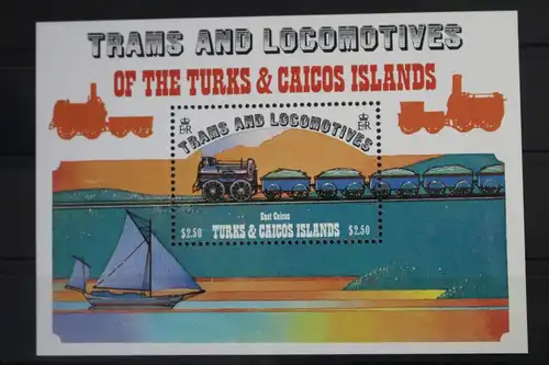 Turks- und Caicosinseln Block 42 mit 624 postfrisch Eisenbahn #WF224