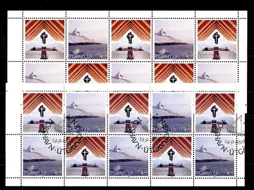 Färöer H-Blatt 16 345-346 Kirchen postfrisch + gestempelt #1B256