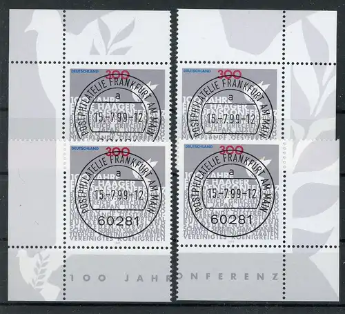 Bund 2066 gestempelt Frankfurt, alle 4 Ecken #GK410