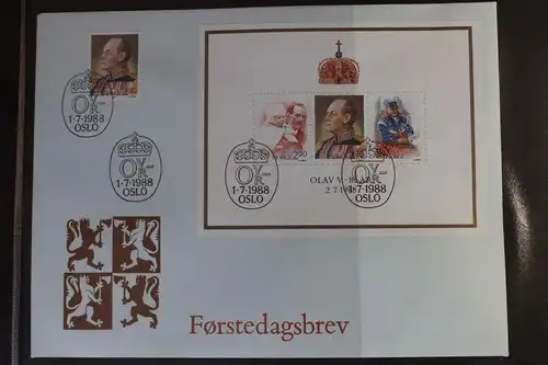 Norwegen 998 I, Block 9 mit 998 II-1000 gestempelt FDC #WI825