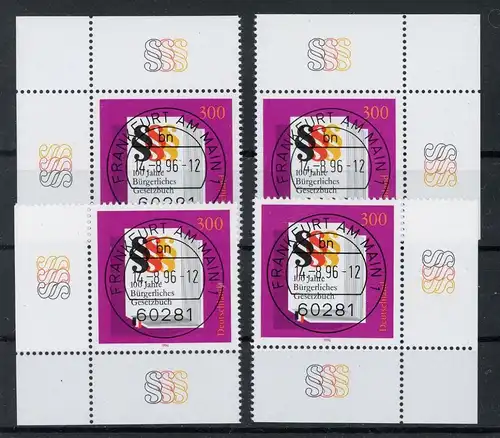 Bund 1875 gestempelt Frankfurt, alle 4 Ecken #GK451