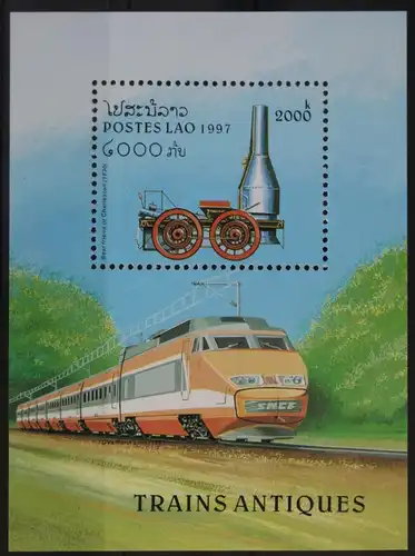 Laos Block 159 mit 1560 postfrisch Lokomotiven Eisenbahn #WF231