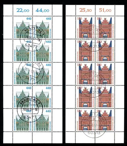 Bund Zehnerbögen 1937-1938 gestempelt #1C155