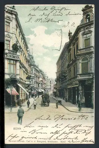 AK Bonn Poststraße mit Hotel Continental 1903 #1C298