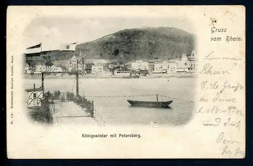 AK Konigswinter (Rhein) Stadtpanorama mit Petersberg 1902 #1C309
