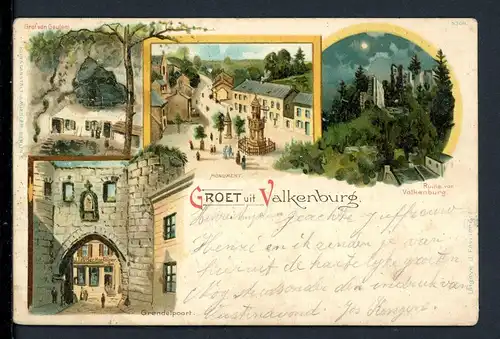 AK Valkenburg (NL) Grendelpoort, Ruine, Grot van Geulem, Monument 1901 #1C340