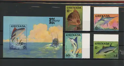 Grenada 1608-1610, 15, Block 185 postfrisch Fische #IJ376
