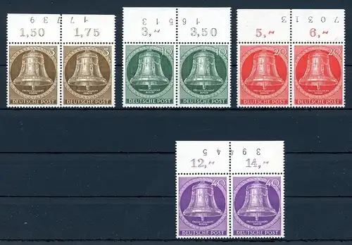 Berlin waag. Paare 101-105 (ohne 104) postfrisch BZ im Oberrand #1C389