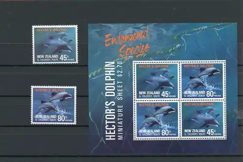 Neuseeland 1195-1196, Block 28 postfrisch Fische #IN024