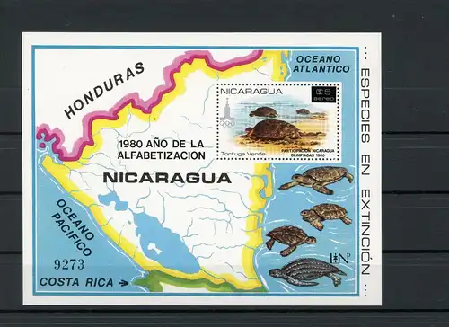 Nicaragua Block 136 postfrisch Schildkröte #IN053