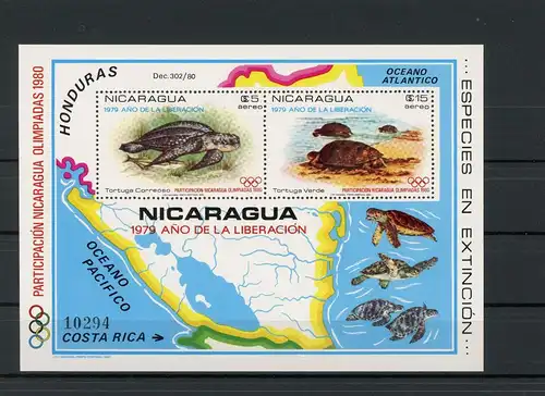 Nicaragua Block 114 postfrisch Schildkröte #IN052
