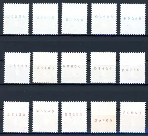 Schweiz Rollenmarken 344-346 y R postfrisch alle Kontrollb. L-P #IX668